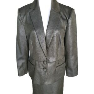 Danillo 2 Pc. Jacket + Skirt Suit Womens 12 Olive Green Career C-Suite Office‎